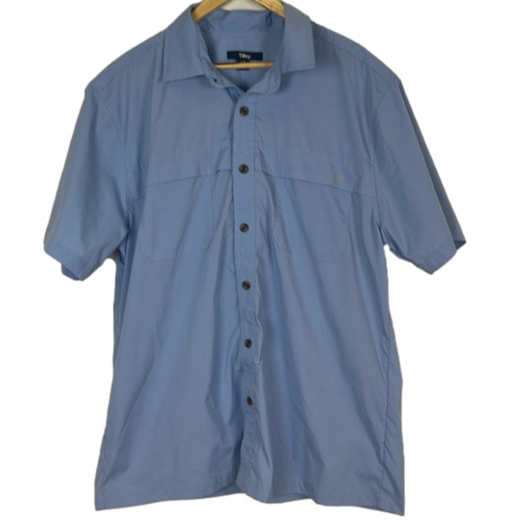 Tilley Blue button down casual lightweight shirt size large - Picture 1 of 9